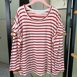 Girls red & white striped top